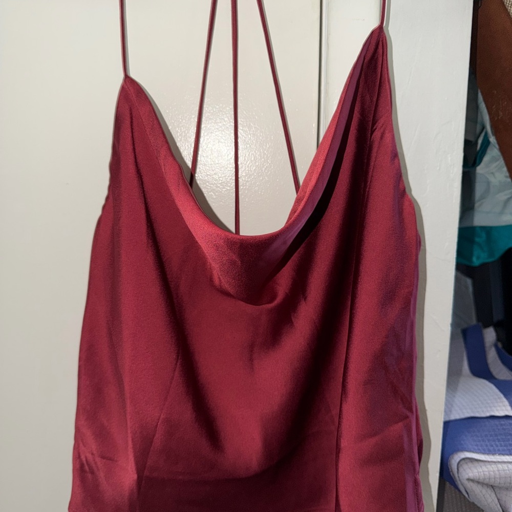 Lulus Satin Burgundy Tank Top